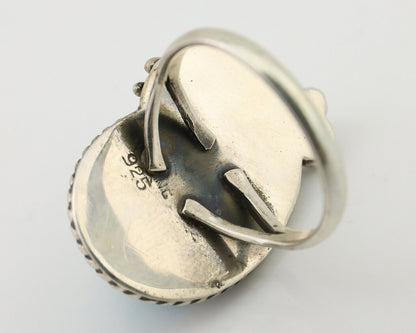 Navajo Ring 925 Silver Sleeping Beauty Turquoise Native Artist SC C.80's