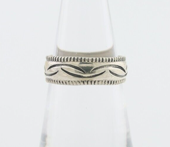 Navajo Hand Stamped Band 925 Silver 6.0 mm Native Artist Size 6.0 C.80's