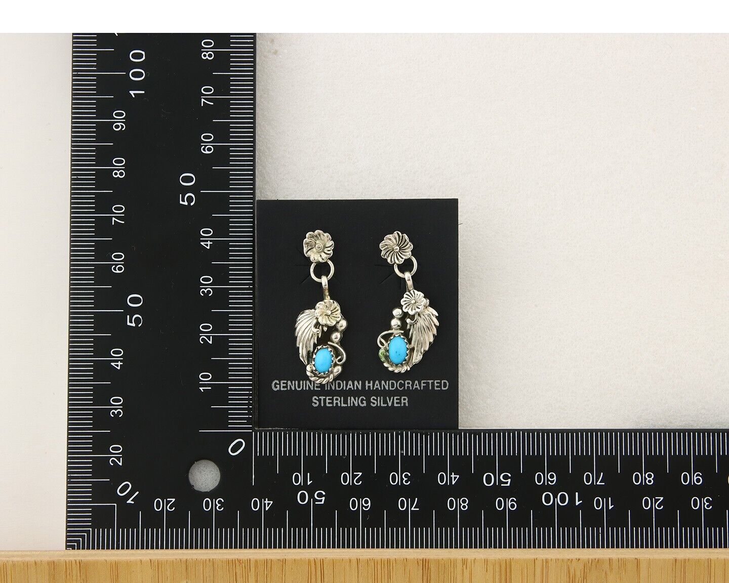 Navajo Earrings 925 Silver Natural Turquoise Native American Artist C.80's