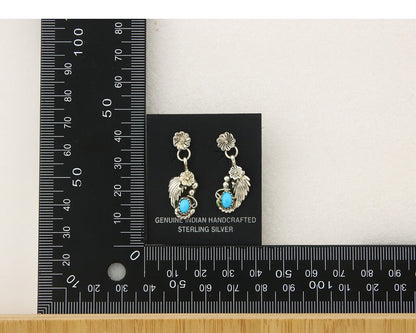 Navajo Earrings 925 Silver Natural Turquoise Native American Artist C.80's