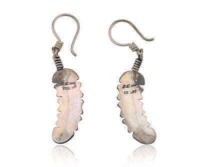 Navajo Eagle Feather Dangle Earrings 925 Silver Artist Signed D Lerma C.80's