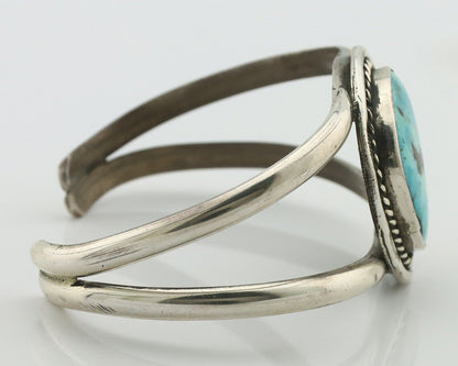 Navajo Bracelet 925 Silver Fox Mine Turquoise Native American Artist C.80's