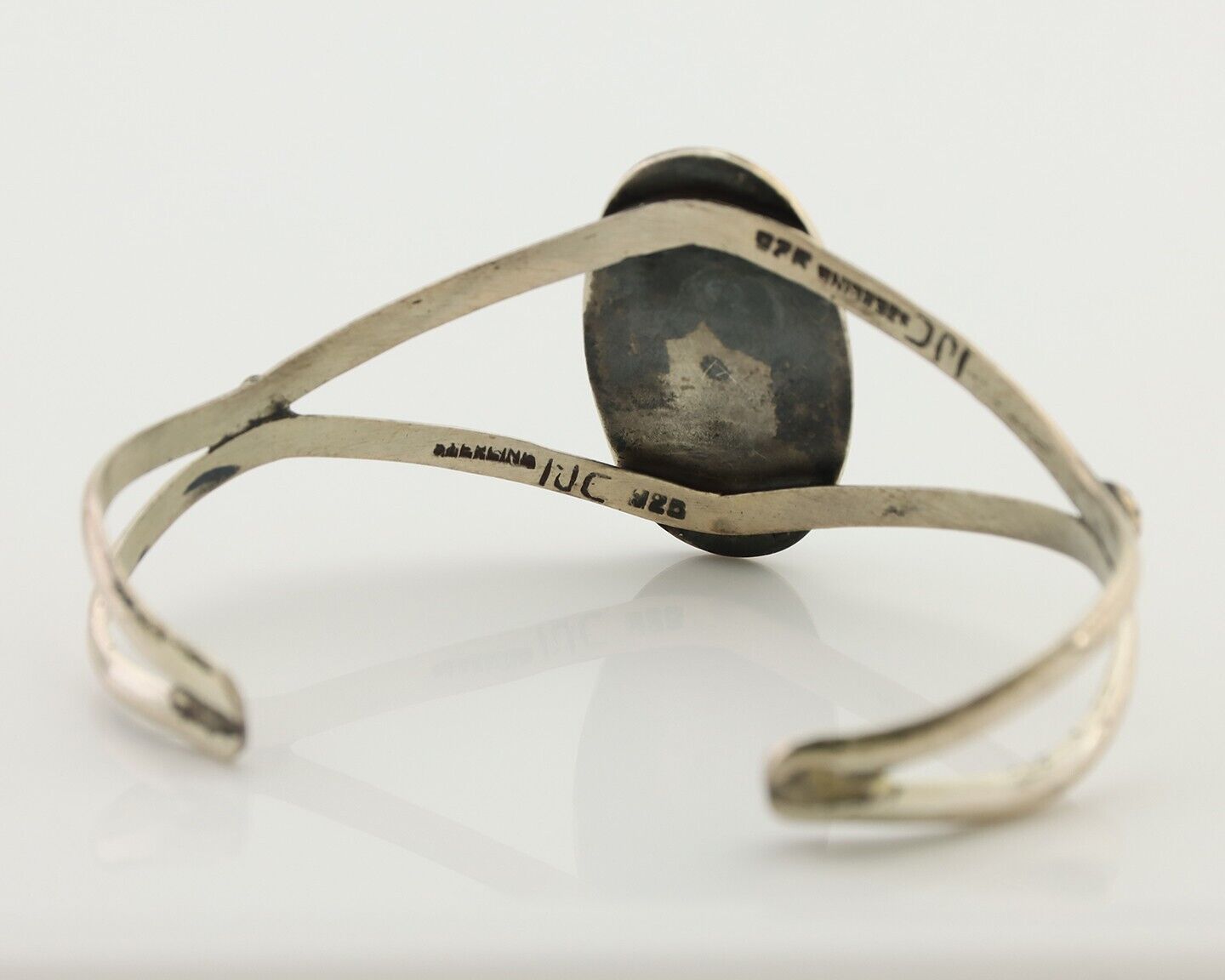 Navajo Bracelet 925 Silver Kingman Turquoise Artist Signed IJC C.80's