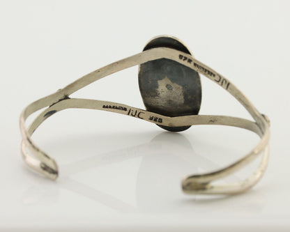 Navajo Bracelet 925 Silver Kingman Turquoise Artist Signed IJC C.80's