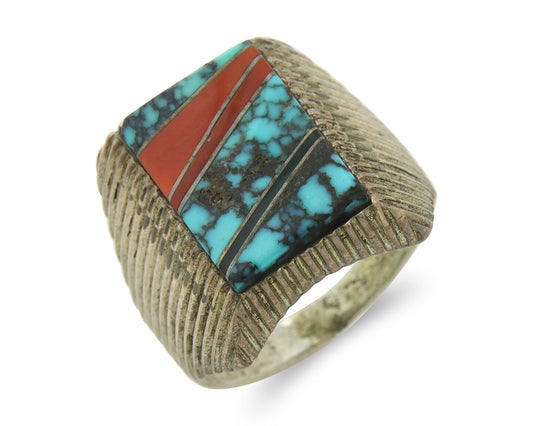 Vintage Zuni Ring 925 Sterling Authentic Natural Gemstone Signed M Size 9.5