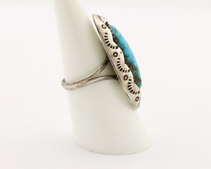 Navajo Ring 925 Silver Natural Kingman Turquoise Native American Artist C.80's