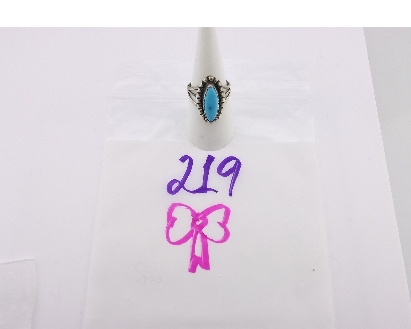 Navajo Ring .925 Silver Sleeping Beauty Turquoise Signed SkyStone Creations C80s