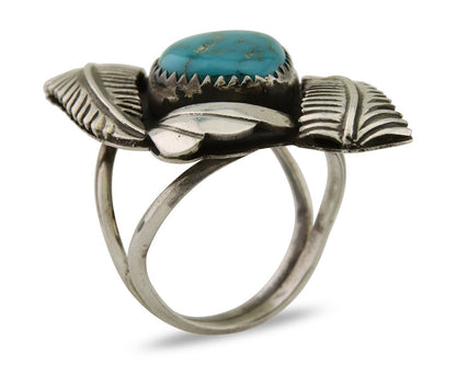 Navajo Ring 925 Silver Natural Blue Turquoise Native American Artist C.80's