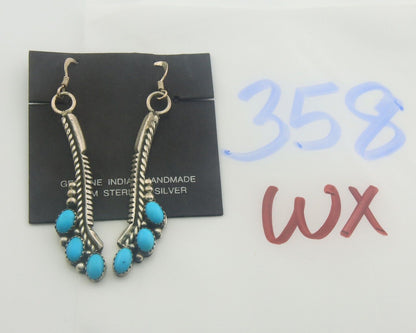 Navajo Earrings 925 Silver Natural Turquoise Native American Artist C.80's