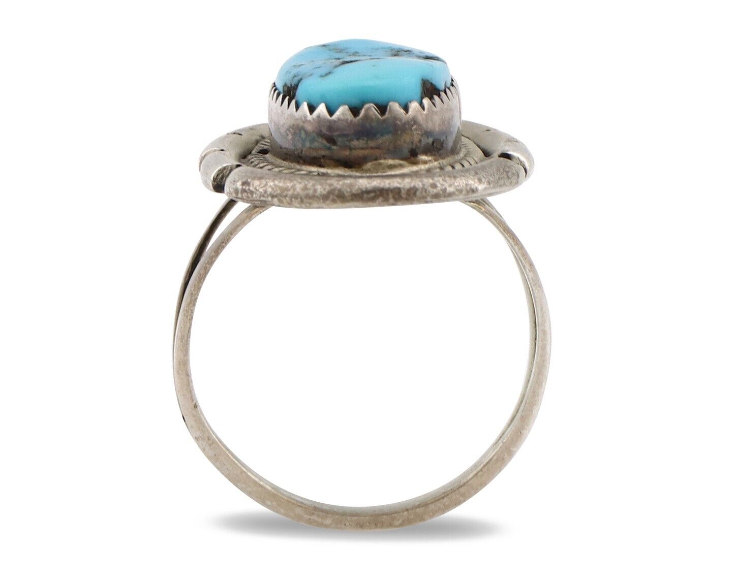 Navajo Ring 925 Silver Morenci Turquoise Native American Artist C.80's