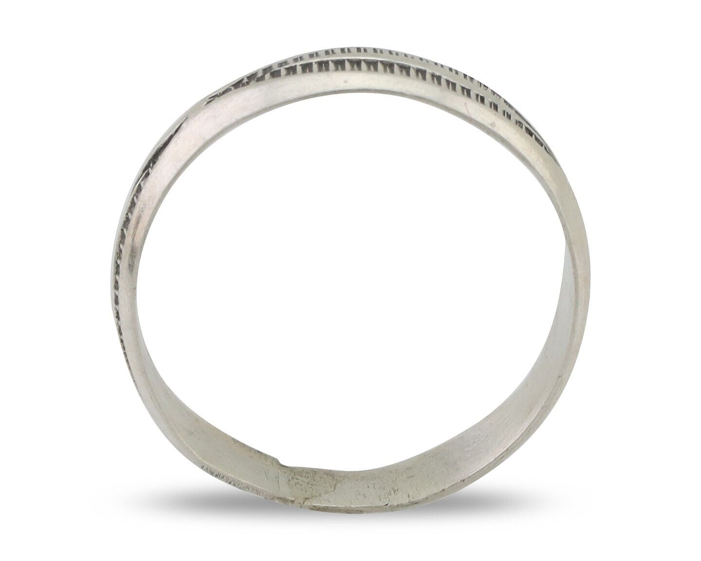 Navajo Hand Stamped Band 925 Silver 5.0 mm Signed Larry Chavez Size 6.25 C.80's