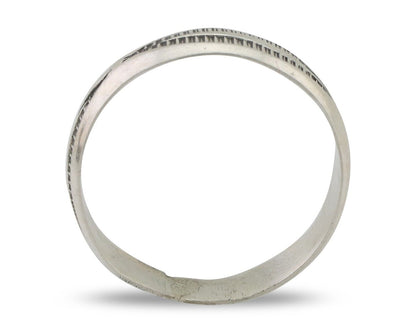 Navajo Hand Stamped Band 925 Silver 5.0 mm Signed Larry Chavez Size 6.25 C.80's