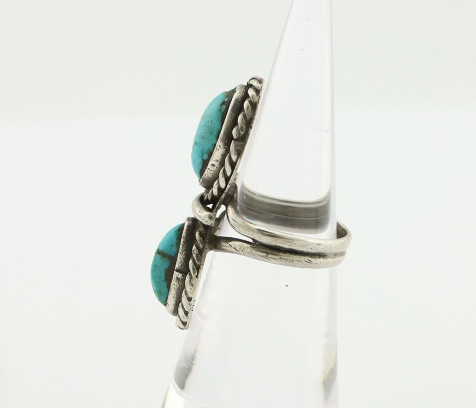 Navajo Ring 925 Silver Natural Blue Turquoise Native American Artist C.80's