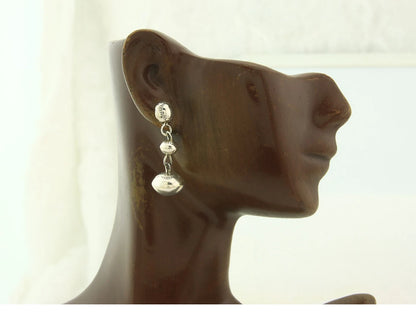 Navajo Bead Earrings Sterling Silver Handmade Vintage Hand Stamped Native Artist