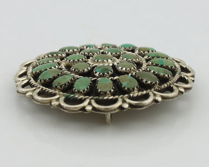 Navajo Pin Pendant 925 Silver Turquoise Signed Larry Moses Begay C.90's