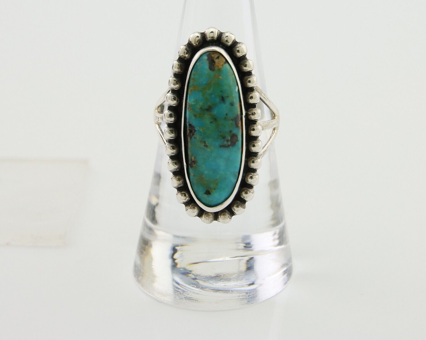 Navajo Shield Ring 925 Silver Arizona Turquoise Native Artist C.80's