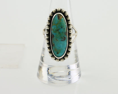 Navajo Shield Ring 925 Silver Arizona Turquoise Native Artist C.80's