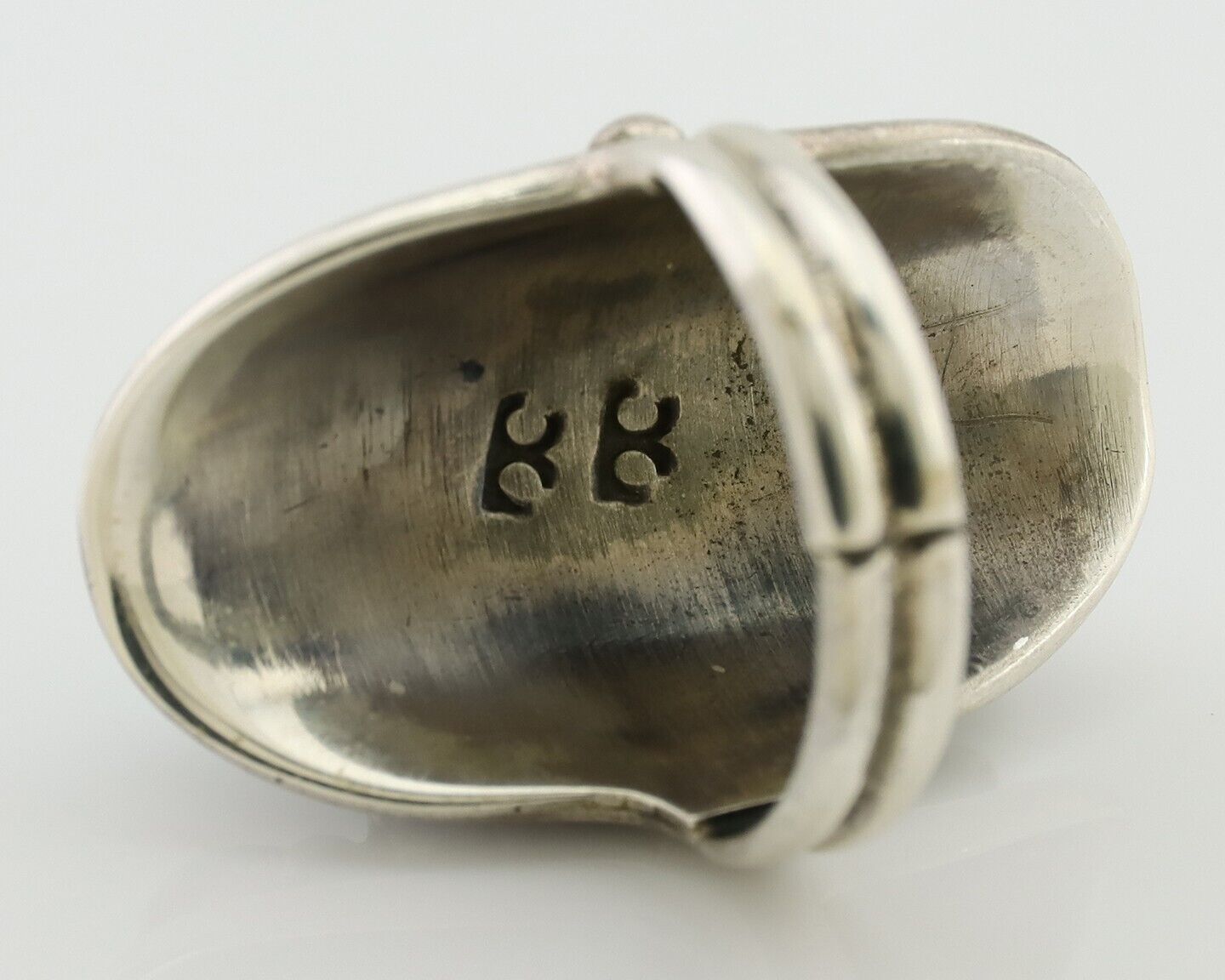 Navajo Handmade Ring 925 Silver Kingman Turquoise Artist Signed BB C.80's