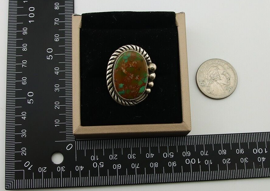 Navajo Ring 925 Sterling Silver Natural Turquoise Signed Mike Begay C.80's
