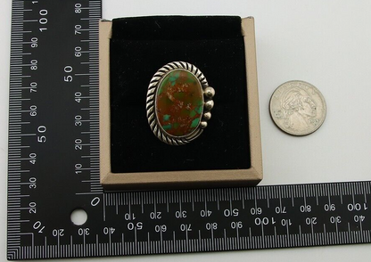 Navajo Ring 925 Sterling Silver Natural Turquoise Signed Mike Begay C.80's