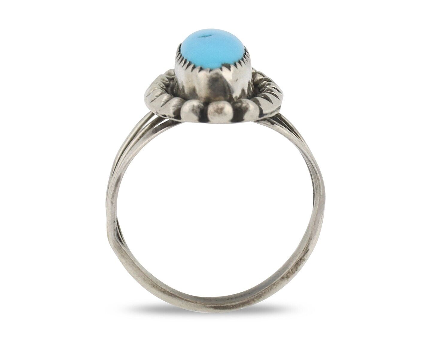 Navajo Ring .925 Silver Sleeping Beauty Turquoise Signed SkyStone Creations C80s
