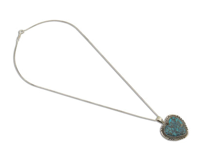 Navajo Heart Necklace 925 Silver Natural Turquoise Signed William Denetdale C80s
