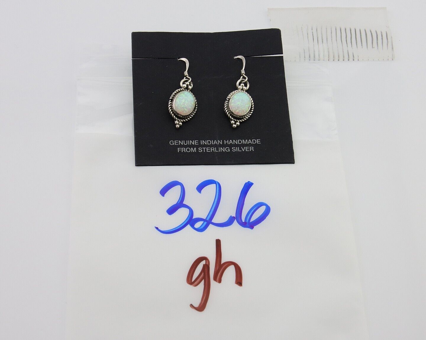 Navajo Dangle Earrings 925 Silver Natural Opal Native Artist C.80's