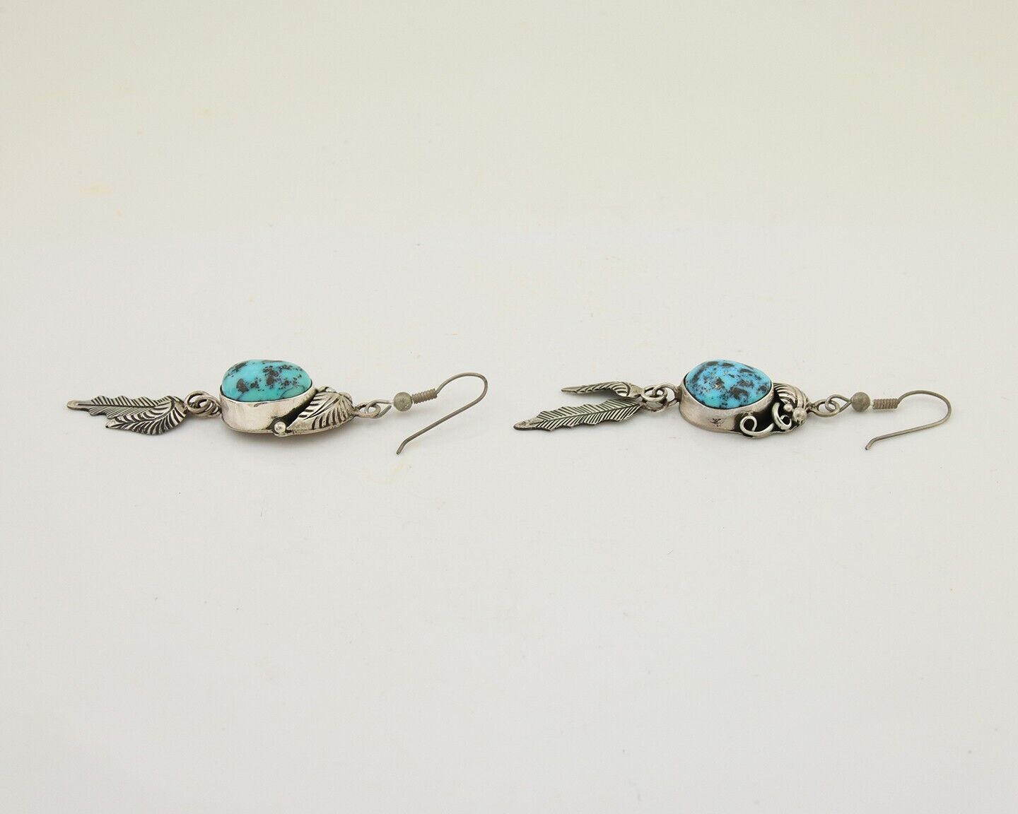 Navajo Dangle Earrings 925 Silver Blue Turquoise Native American Artist C.80's