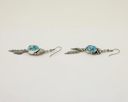 Navajo Dangle Earrings 925 Silver Blue Turquoise Native American Artist C.80's
