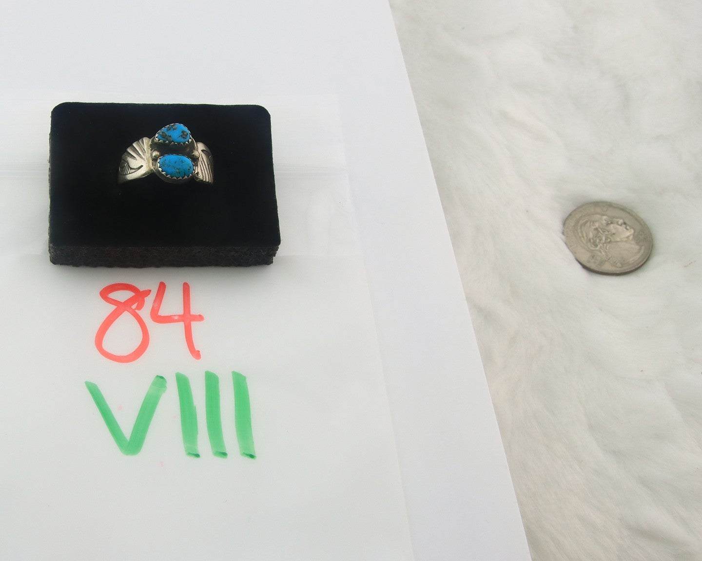 Men Navajo Ring Sterling Silver Authentic Vintage Turquoise Size 10.25