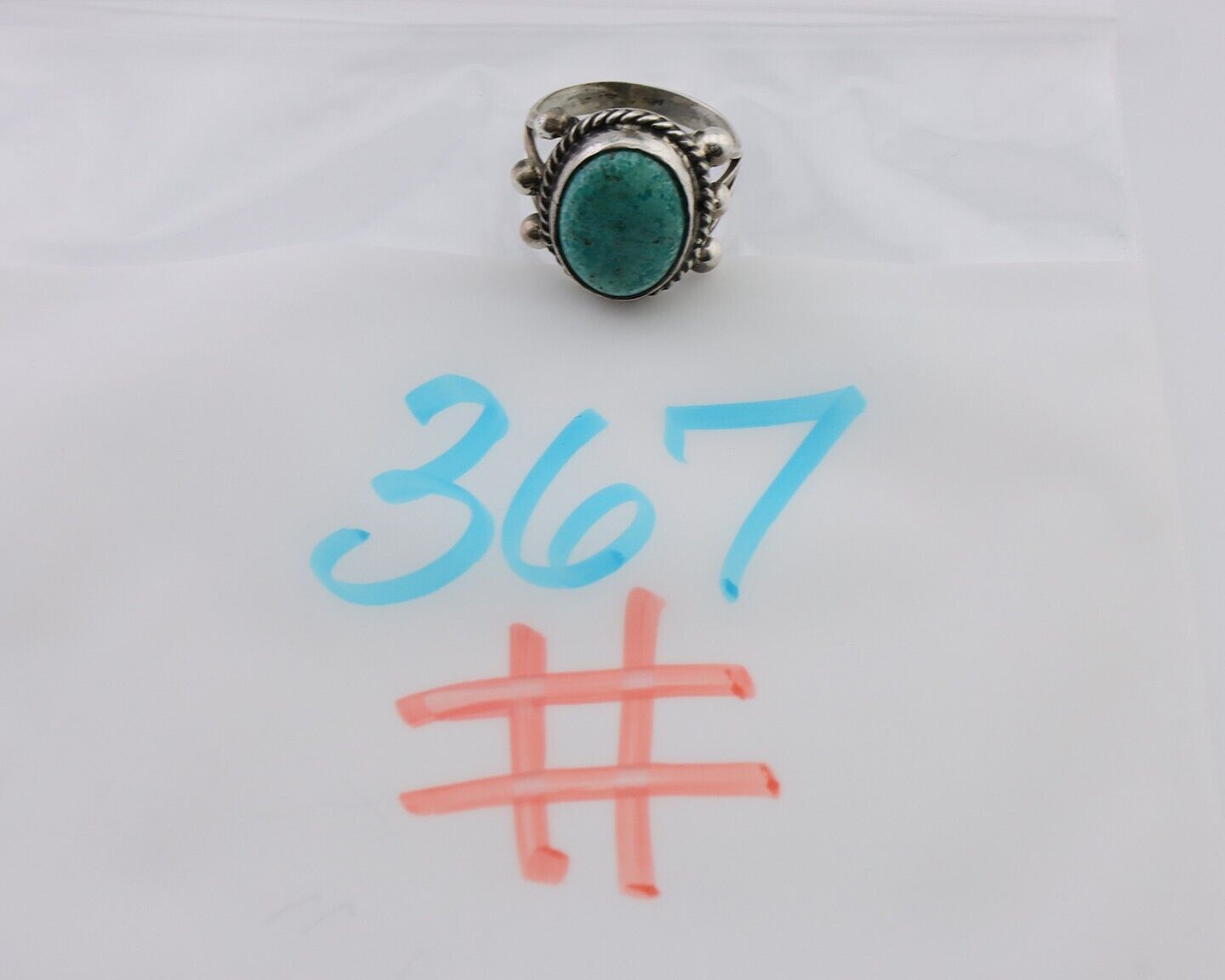 Navajo Ring 925 Silver Natural Blue Turquoise Artist Signed MC C.80's