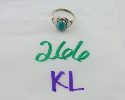 Navajo Ring 925 Silver Natural Blue Turquoise Native Artist C.80's