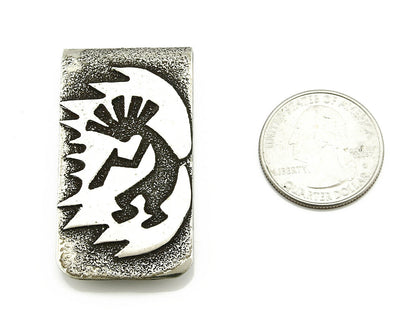 Navajo Money Clip .925 Silver & Nickle Hand Stamped Artist RB C.80's-90's