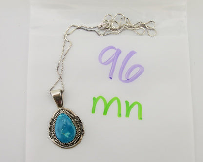 Navajo Necklace 925 Silver Natural Turquoise Artist Signed Mike Begay C.80's