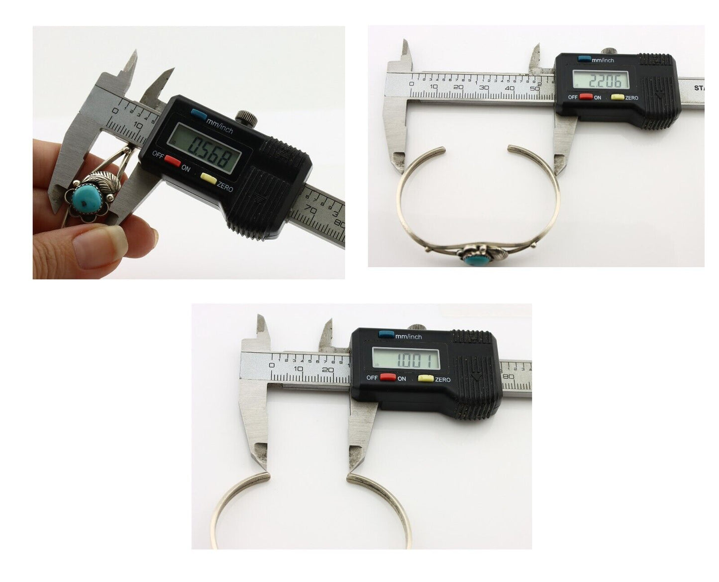 Navajo Handmade Bracelet 925 Silver Natural Blue Turquoise Native American C80s