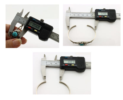 Navajo Handmade Bracelet 925 Silver Natural Blue Turquoise Native American C80s