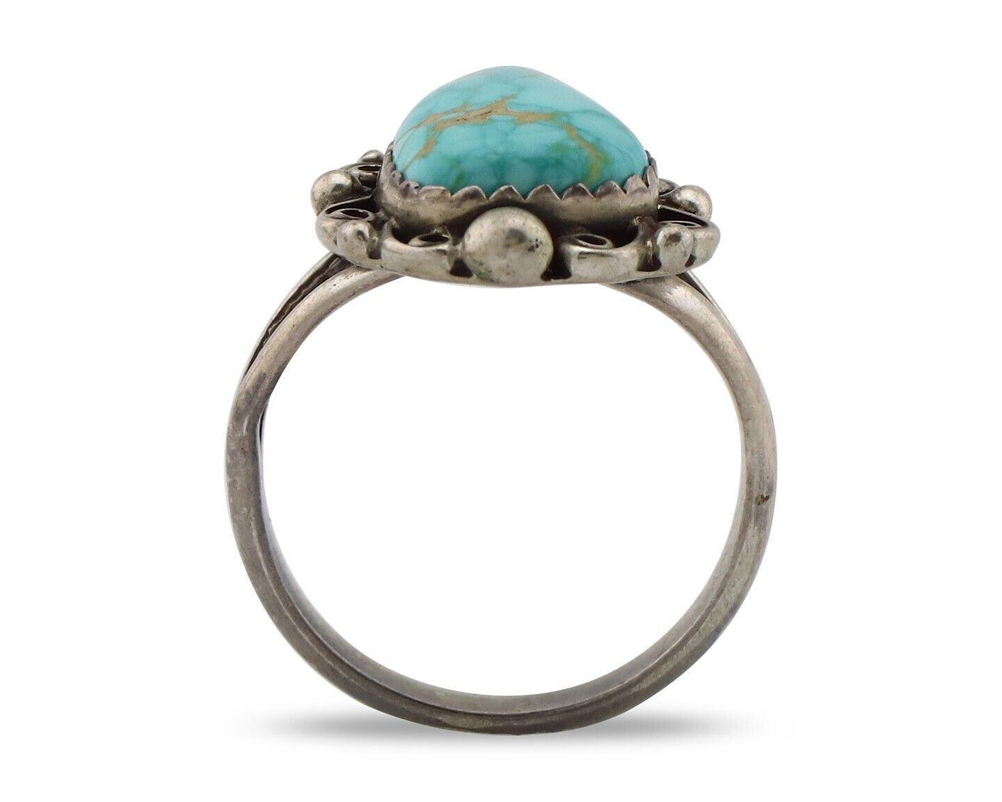 Navajo Ring 925 Silver Spiderweb Turquoise Artist Signed Billy Eagle C.80's
