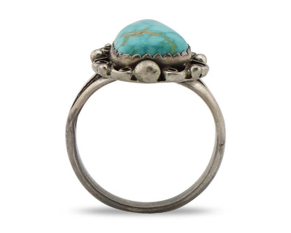 Navajo Ring 925 Silver Spiderweb Turquoise Artist Signed Billy Eagle C.80's