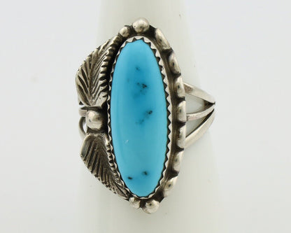 Navajo Ring 925 Silver Sleeping Beauty Turquoise Signed SC C.80's