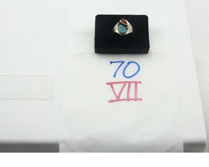 Vintage Navajo Ring 925 Sterling Silver Natural Gemstone Authentic Size 8.0