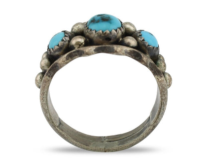 Navajo Ring 925 Silver Blue Turquoise Artist Signed SkyStone Creations C.80's