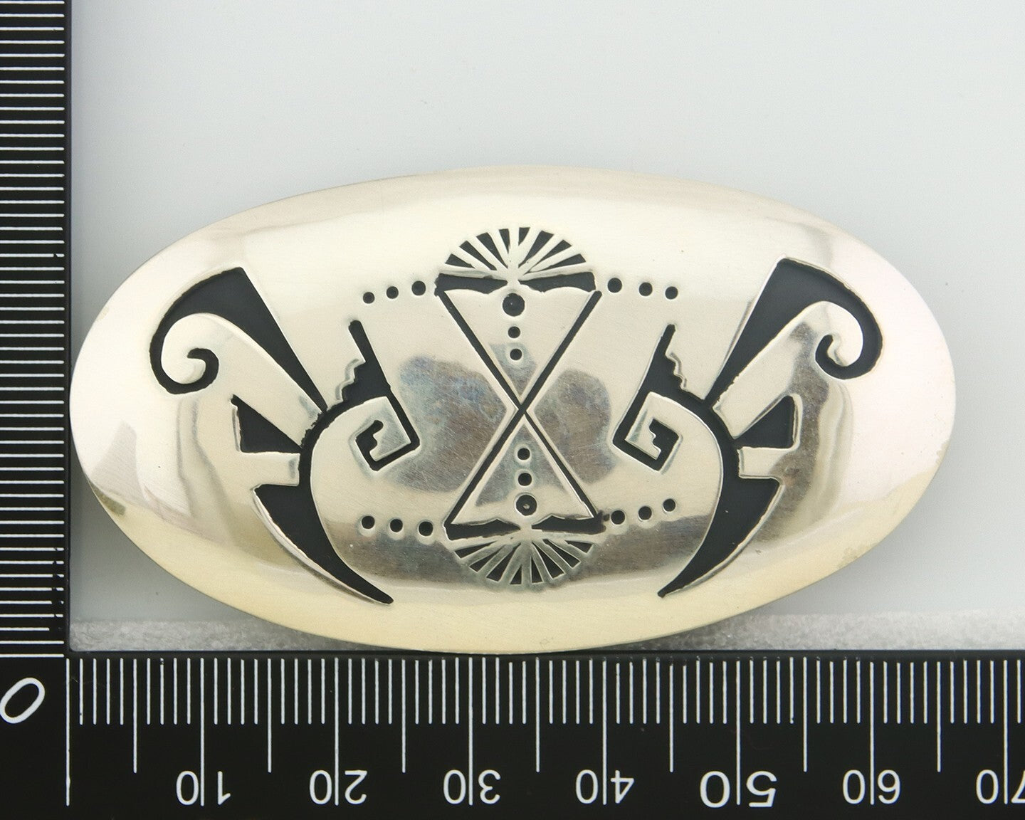 Navajo Belt Buckle 925 Sterling Silver Signed T Billy 1.5x2.5 in C.80's