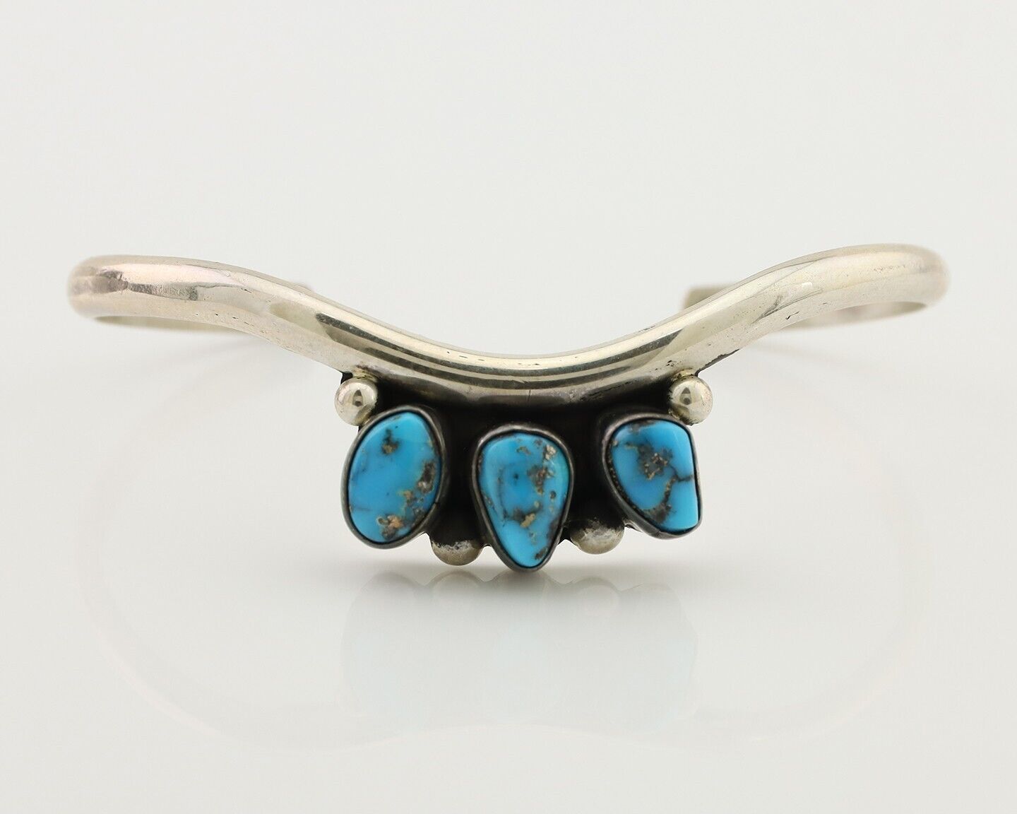Navajo Bracelet 925 Silver Morenci Turquoise Artist Signed Frank Sandoval C.80's