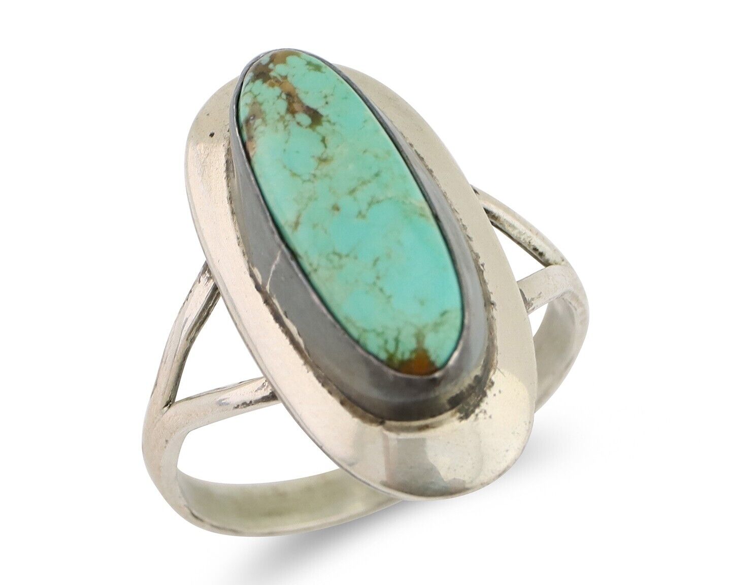 Navajo Ring 925 Silver Kingman Turquoise Artist Signed Kachina C.80's