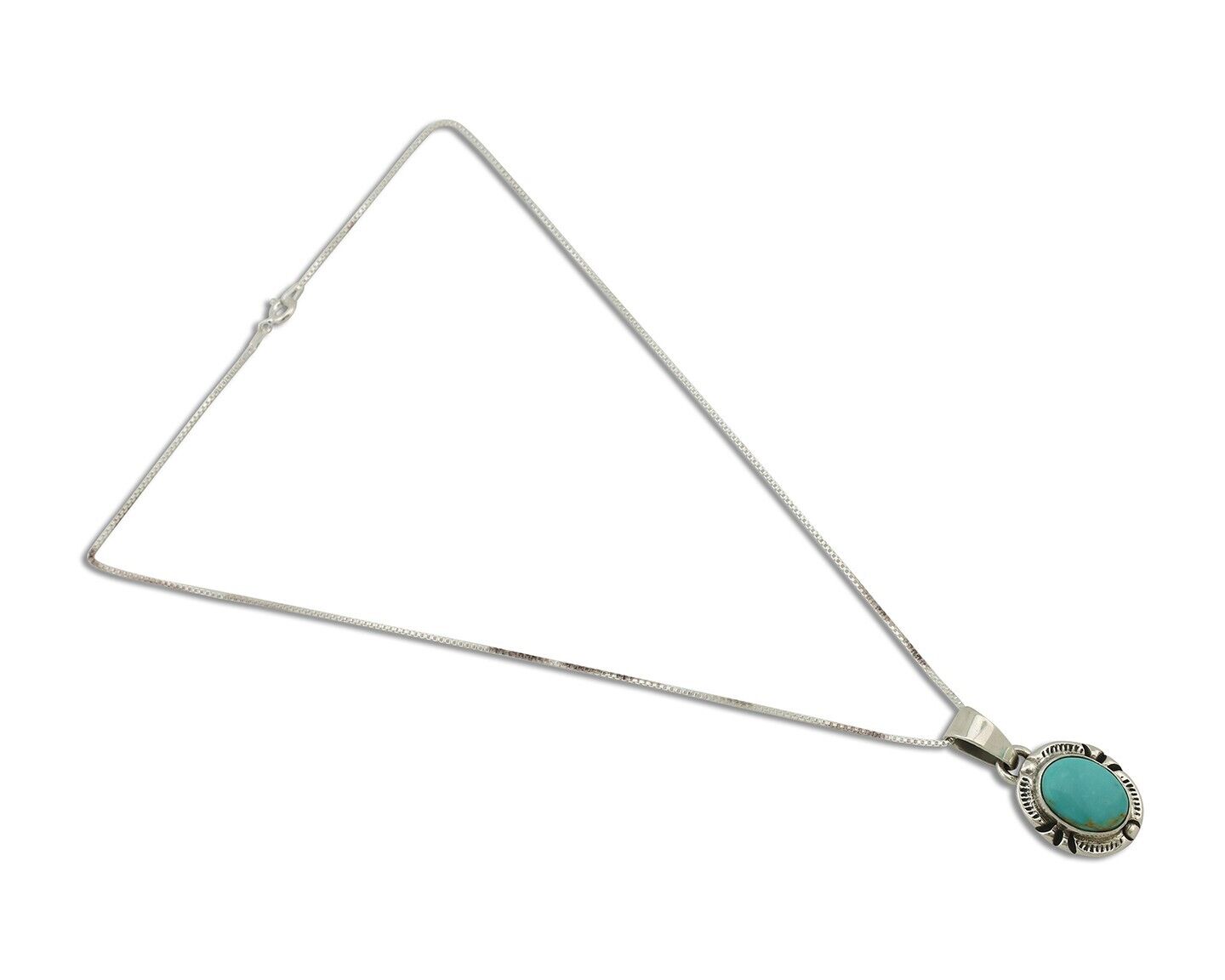 Navajo Necklace 925 Silver Arizona Turquoise Handmade Signed Gecko C.90's