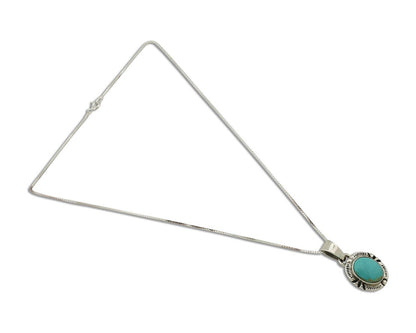 Navajo Necklace 925 Silver Arizona Turquoise Handmade Signed Gecko C.90's