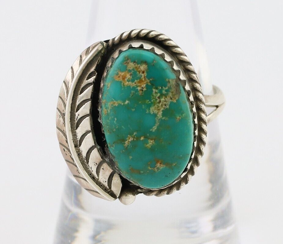 Navajo Handmade Ring 925 Silver Natural Turquoise Native American Artist C.80's
