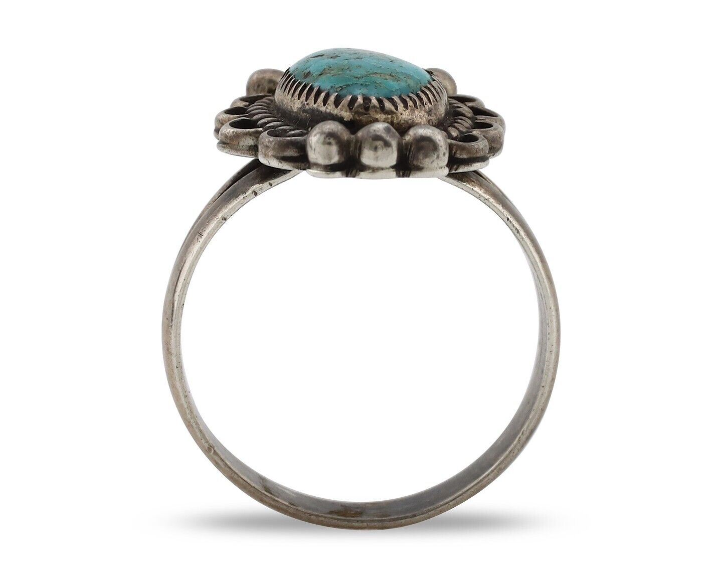Navajo Ring 925 Silver Blue Turquoise Native American Artist C.80's