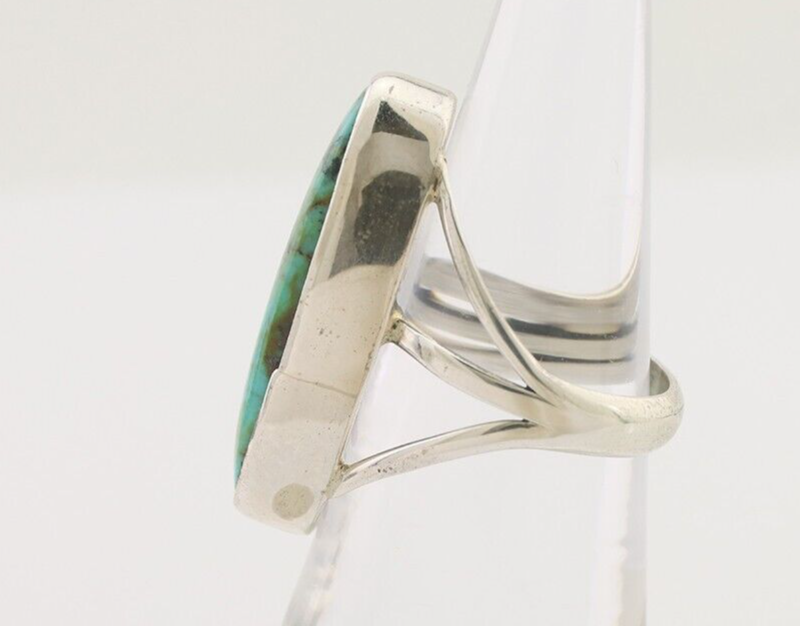 Navajo Ring 925 Silver Blue Gem Turquoise Native American Artist C.80's