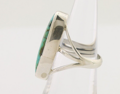 Navajo Ring 925 Silver Blue Gem Turquoise Native American Artist C.80's